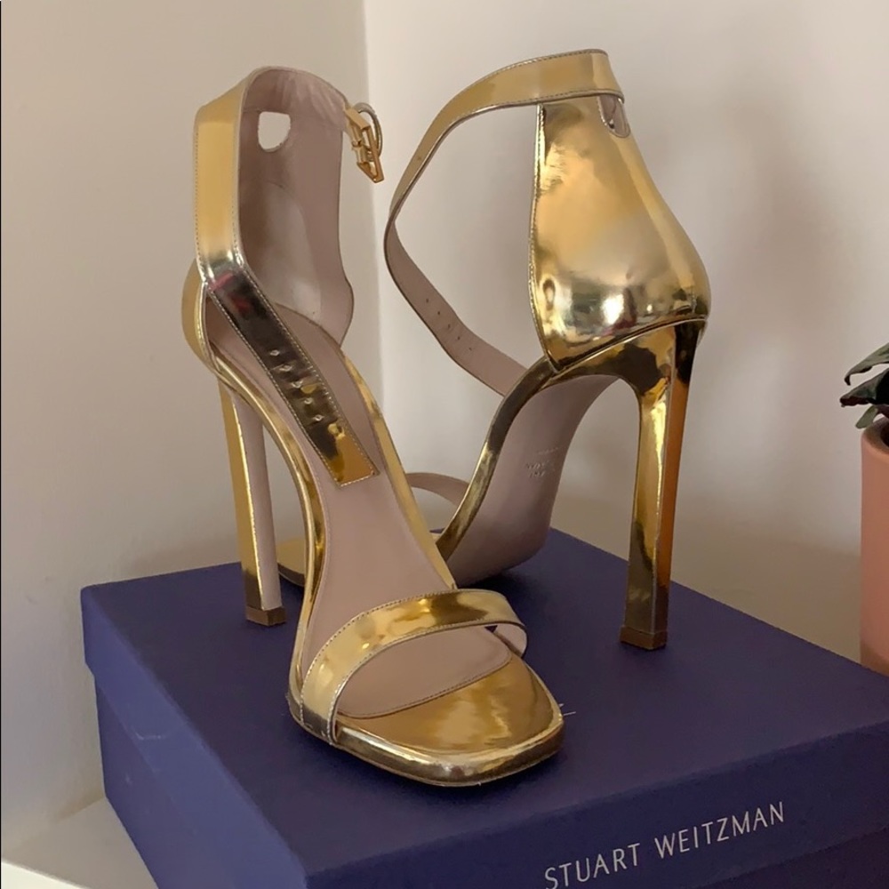 RARE! SW Square toe gold heels